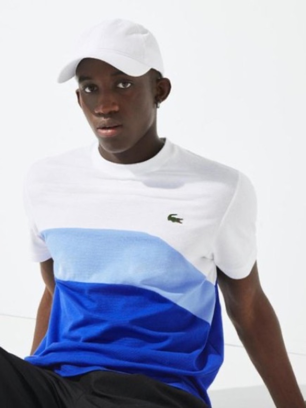 Lacoste White, Light Blue & Royal Blue Colorblock Short-Sleeve Tee